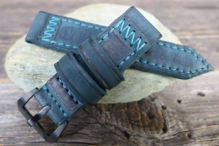 Greenpilot watchstraps Modelle burned and aged vintage line triangle stitch b and a petrol
