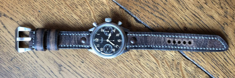 Heritage Navigator 1 2 Greenpilot watchstraps Sondermodell Heritage Navigator 1 an einer Hanhart Flieger