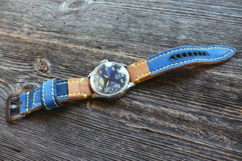 Greenpilot-watchstraps-Kollektion-CanvasLine-Flaq-Style-Bild-3-Canvas-indigo-blau-Garn-signalgelb