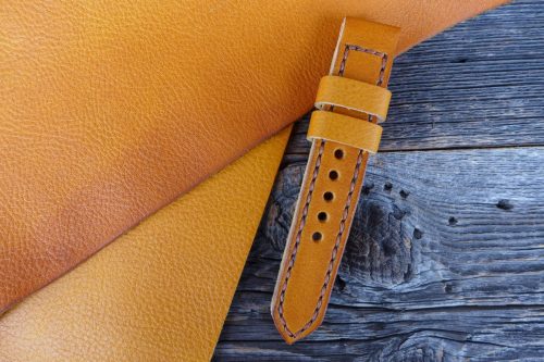 Greenpilot-watchstraps-Leder-Solid-Line-gelb-gold-gelb-genarbt