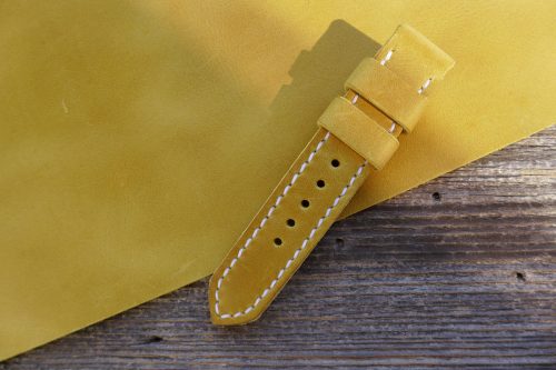 Greenpilot-watchstraps-Leder-Solid-Line-gelb-senfgelb