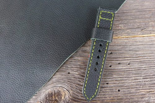 Greenpilot-watchstraps-Leder-Solid-Line-gruen-schwarz-gruen-genarbt
