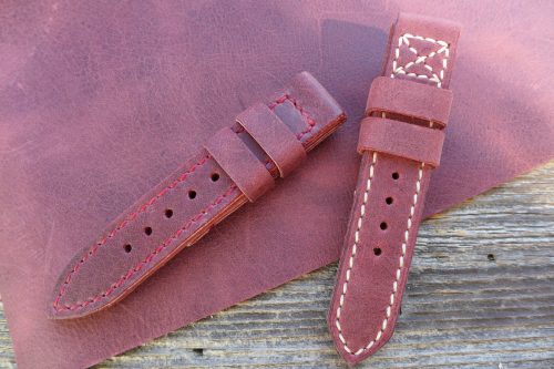 Greenpilot-watchstraps-Leder-Solid-Line-rot-burgund