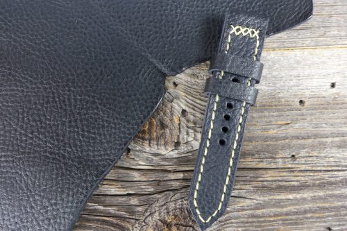 Greenpilot-watchstraps-Leder-Solid-Line-schwarz-schwarz-genarbt-matt