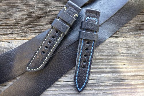 Greenpilot-watchstraps-Leder-Solid-Line-schwarz-schwarz-genarbt-seidenmatt