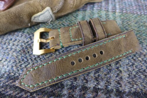 Greenpilot-watchstraps-Leder-true-ancient-vintage-line-olive-drab-Hirsch-Rauleder-Trachtenhose